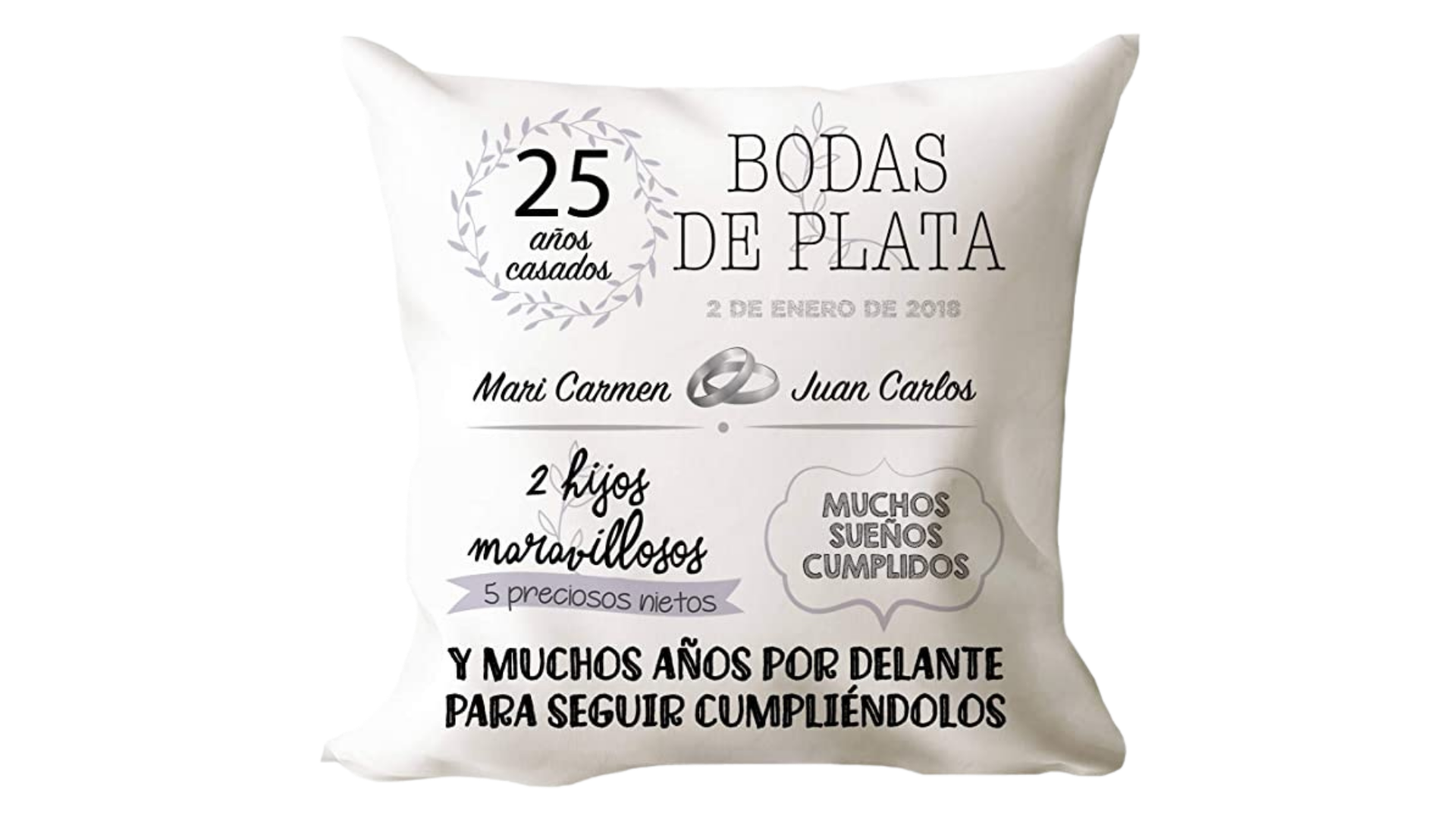 cojin personalizado bodas plata