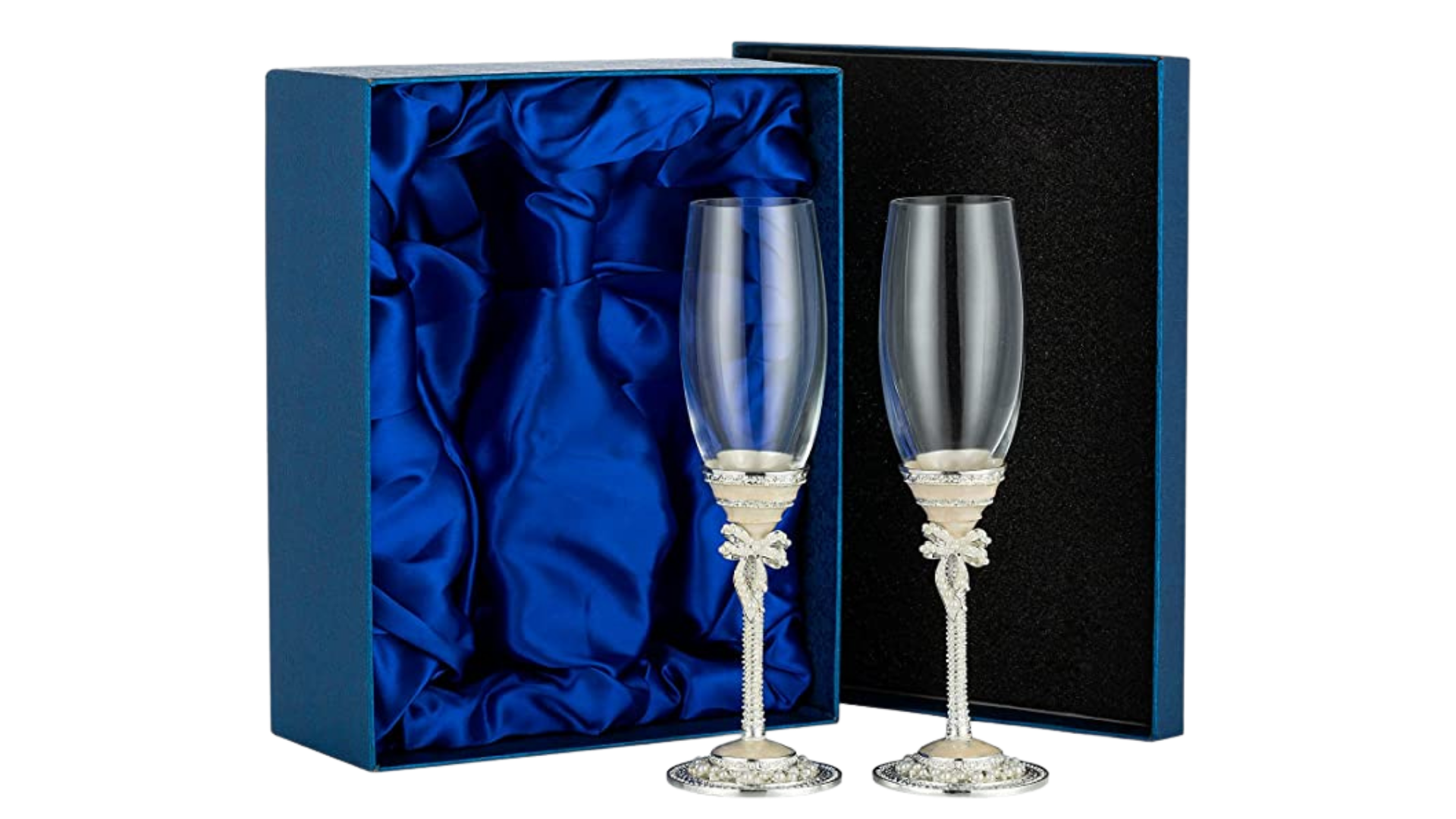 copas de cava brillantes con caja