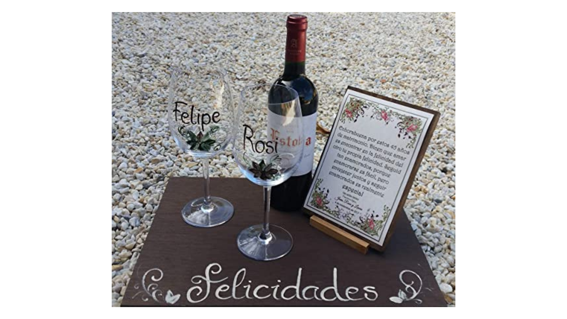 regalo copas de vino y tabla